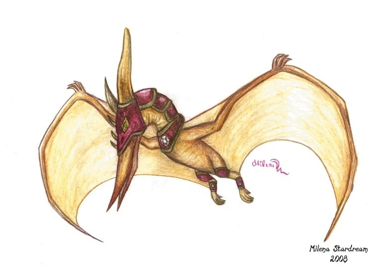 Pencil drawing of an armoured pteranodon