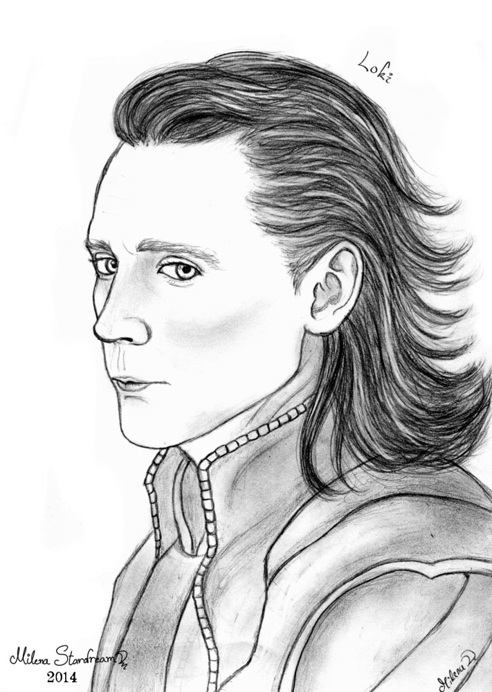 Pencil drawing of Loki from Avengers